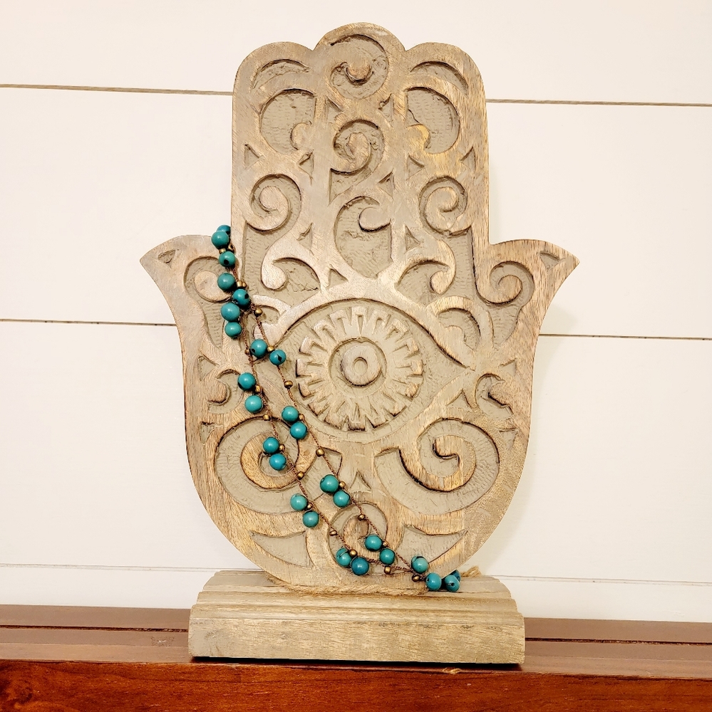 ♡VTG Crocheted Necklace▪︎Turquiose Brass▪︎ - Picture 8 of 8
